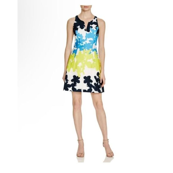 Milly Sleeveless Watercolor Floral Print Racerback Mini Dress Women's Size 12 - Picture 1 of 10
